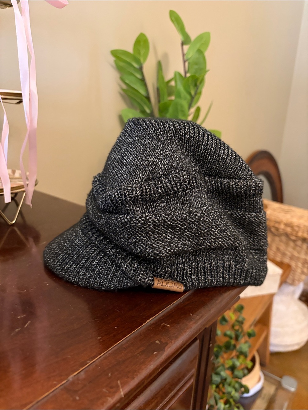 adidas Charcoal Knit Visor Beanie - Picture 6 of 7